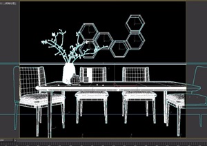 现代餐厅桌椅组合设计3d模型