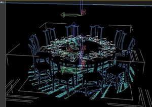 某中式室内餐桌椅素材设计3d模型