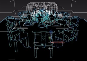 某中式餐厅餐桌椅素材设计3d模型