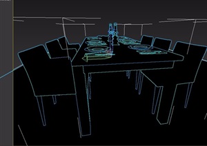 现代详细的餐厅餐桌椅设计3d模型