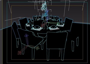现代详细的室内餐厅餐桌椅设计3d模型
