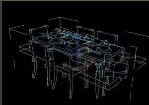 现代室内餐厅详细的餐桌椅设计3d模型