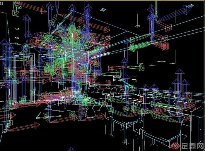 现代详细的客餐厅完整设计3d模型