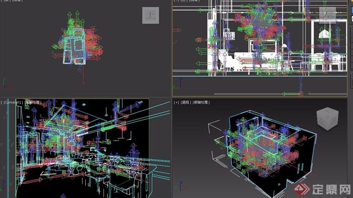 现代详细的客餐厅完整设计3d模型