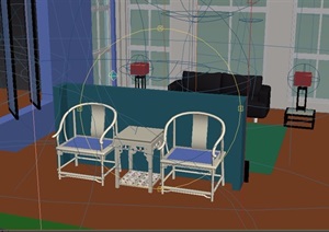 现代风格住宅详细的室内沙发组合设计3d模型