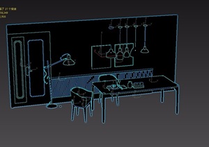 餐桌椅落灯饰组合完整设计3D模型