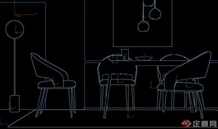 餐桌椅摆件组合3d模型