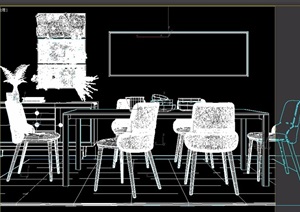 餐厅桌椅组合详细设计3d模型