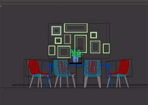 详细独特餐桌椅组合设计3d模型