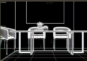 现代独特详细的餐厅桌椅组合3d模型