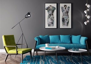 现代详细的沙发组合素材设计3d模型及效果图