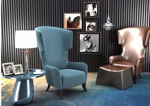 现代休闲时尚沙发椅子组合设计3d模型