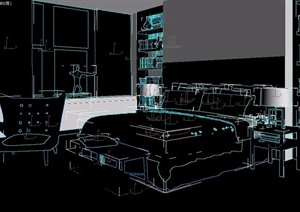 现代卧室床具休闲椅柜子组合素材设计3d模型