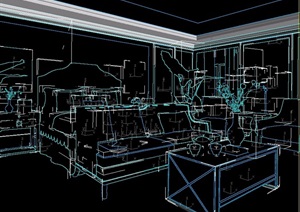 欧式新古典卧室床沙发茶几组合3d模型