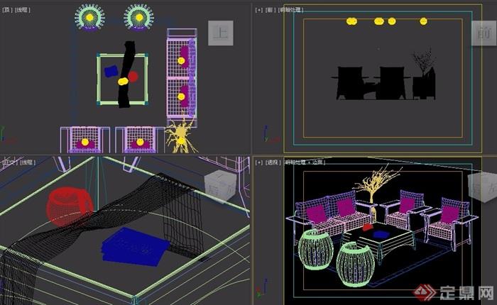 某独特客厅沙发茶几组合设计3d模型