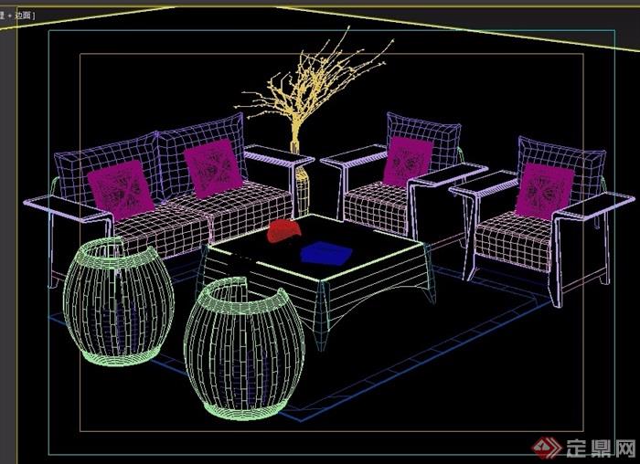 某独特客厅沙发茶几组合设计3d模型