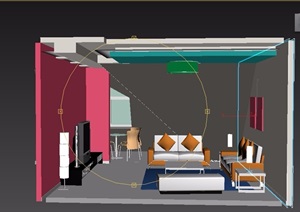 现代风格住宅详细的室内客厅餐厅3d模型