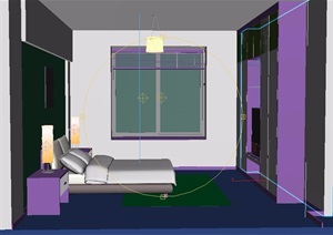 现代风格住宅详细的室内卧室床素材3d模型
