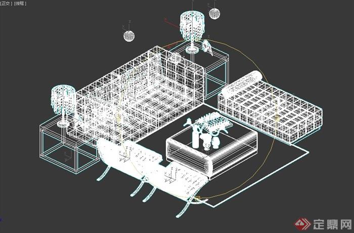 客厅室内沙发茶几、桌椅组合3d模型