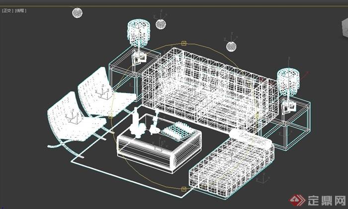 客厅室内沙发茶几、桌椅组合3d模型