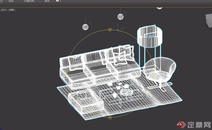 现代风格客厅沙发茶几、桌椅组合3d模型