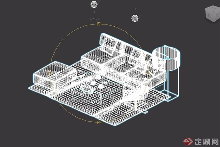 现代风格客厅沙发茶几、桌椅组合3d模型