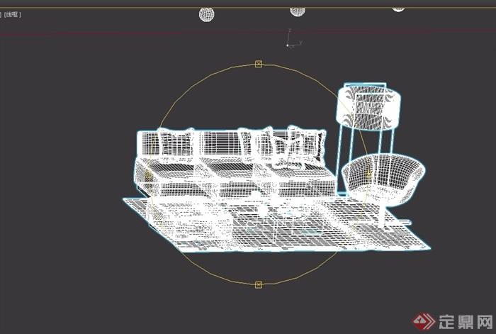 现代风格客厅沙发茶几、桌椅组合3d模型