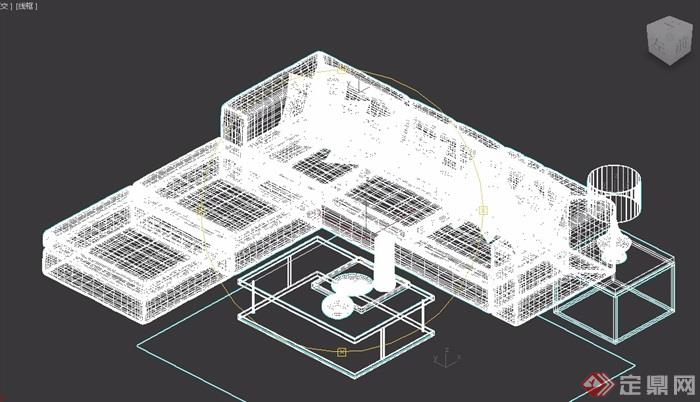 某客厅室内沙发茶几组合3d模型