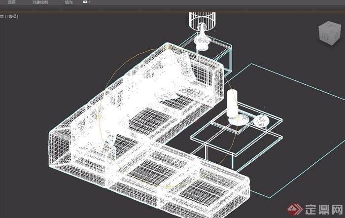 某客厅室内沙发茶几组合3d模型