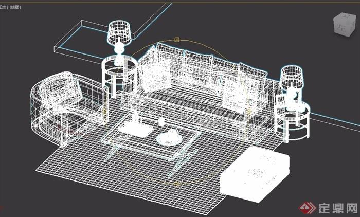 某室内客厅沙发茶几家具组合3d模型