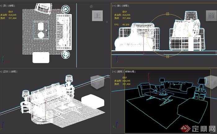 某室内客厅沙发茶几家具组合3d模型