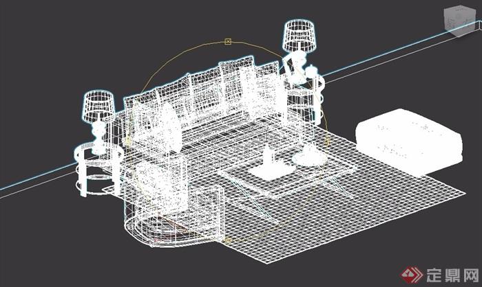 某室内客厅沙发茶几家具组合3d模型