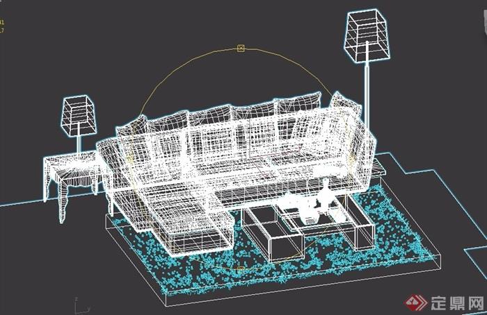 客厅室内沙发茶几素材组合3d模型