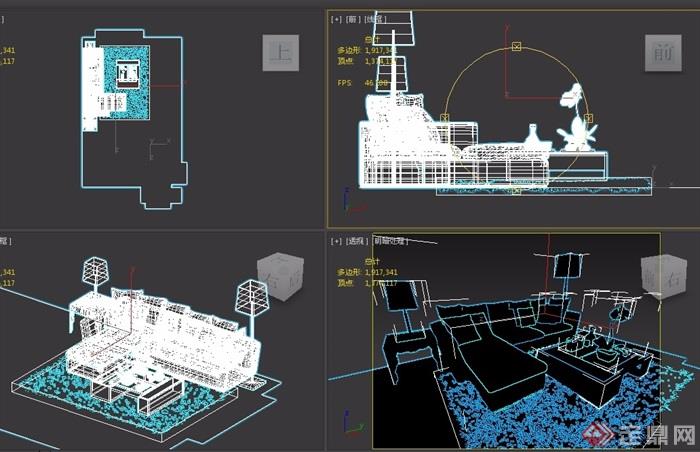 客厅室内沙发茶几素材组合3d模型