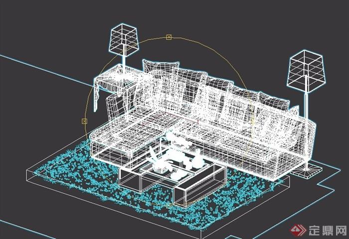 客厅室内沙发茶几素材组合3d模型