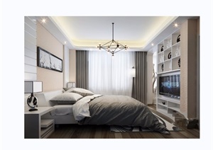 住宅详细的室内卧室空间装饰设计3d模型及效果图