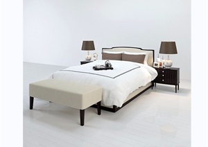 卧室空间床柜设计3d模型及效果图