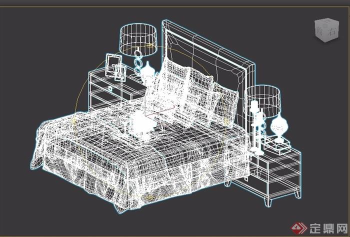 现代室内卧室床柜灯饰设计3d模型及效果图
