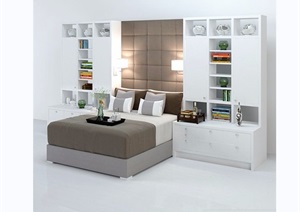 详细的室内卧室床柜设计3d模型及效果图