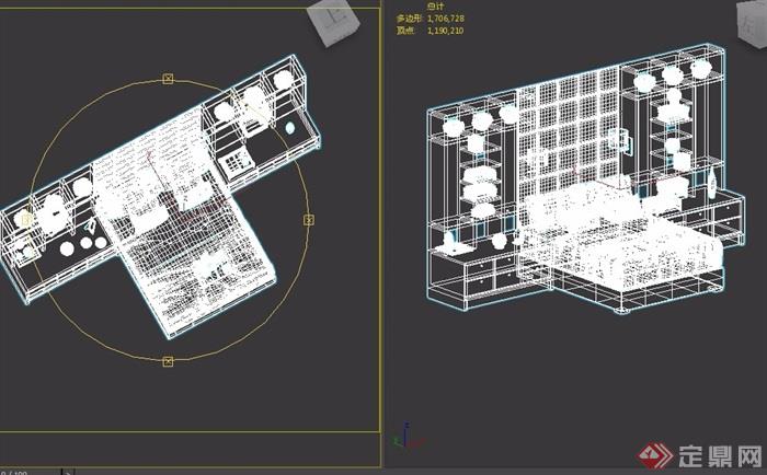 详细的室内卧室床柜设计3d模型及效果图