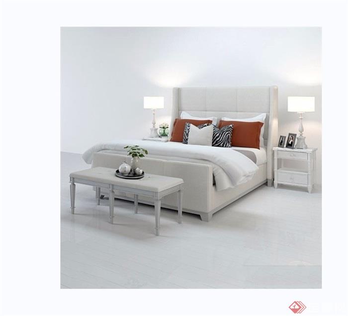 主卧室床柜素材设计3d模型及效果图