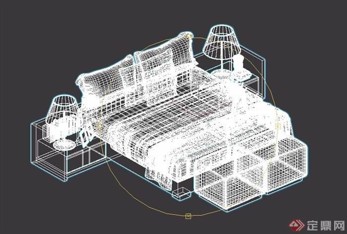 详细的卧室床柜设计3d模型及效果图