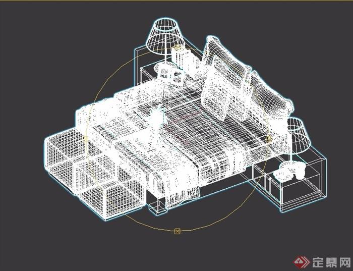 详细的卧室床柜设计3d模型及效果图