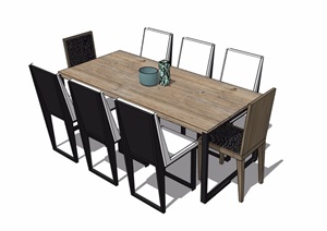 现代室内餐桌椅详细素材设计SU(草图大师)模型
