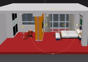 现代风格住宅详细的室内卧室空间3d模型
