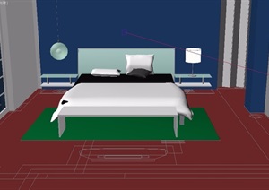 现代风格住宅详细的卧室设计3d模型