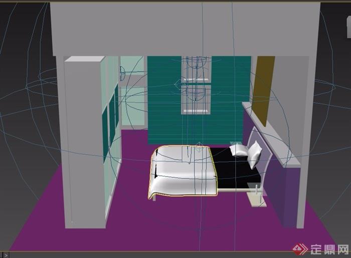现代风格住宅详细的室内卧室素材设计3d模型