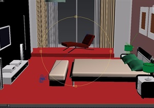 现代风格住宅详细的独特完整卧室3d模型