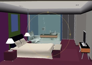 现代风格详细的完整室内卧室3d模型