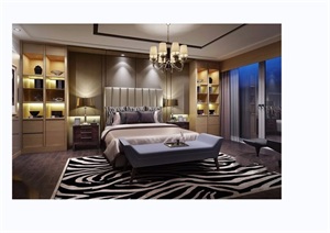 现代详细的室内卧室空间装饰设计3d模型及效果图